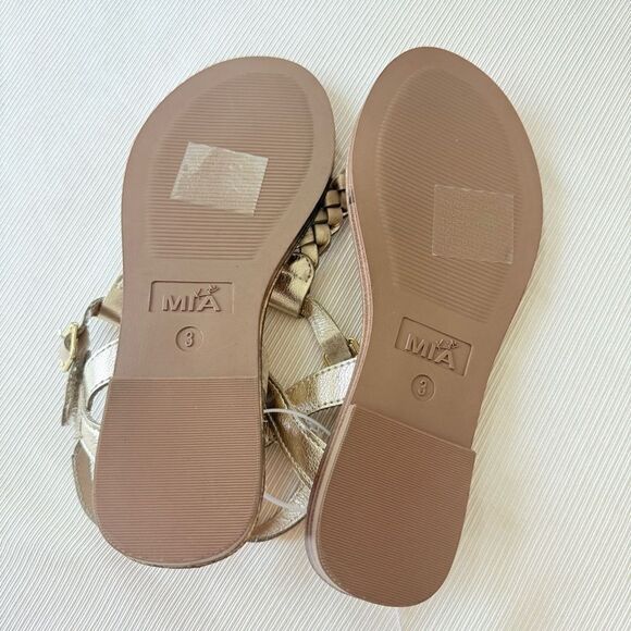 MIA Girls Sandals Kids Shoes Golden Summer Fashion Braided size 3 - Picture 2 of 2